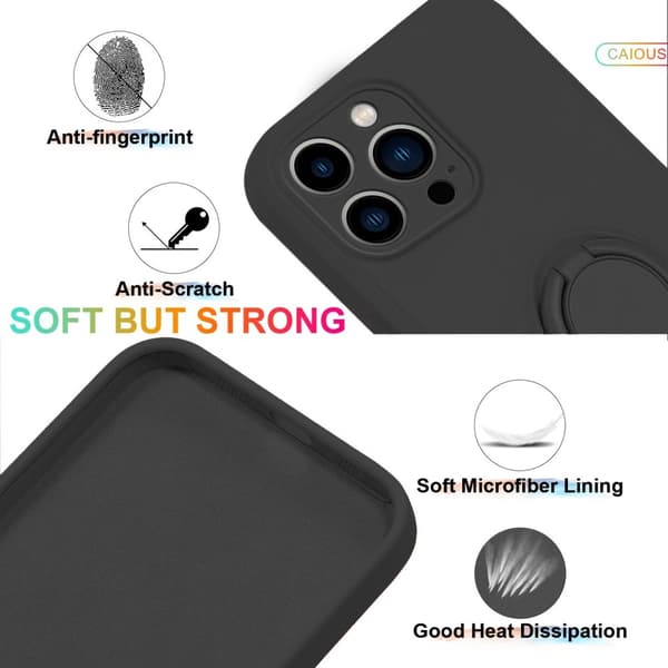 iPhone 16 Pro Max -kuori rengaspidikkeellä, musta