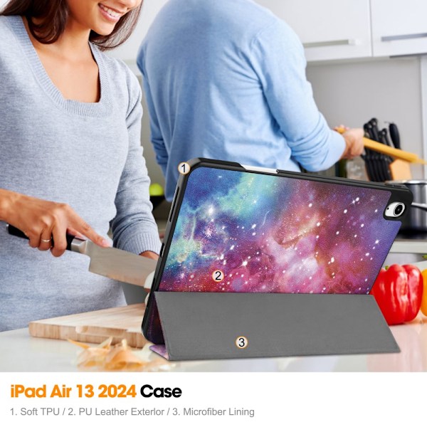 Apple iPad Air 13 2. sukupolvi (2025) Kotelo Tri-fold Tähtitaivas