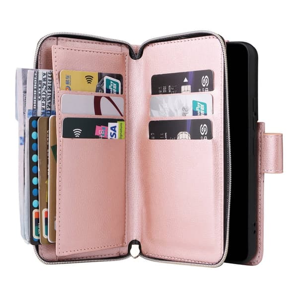 Zipper Magnet Plånboksfodral Läder Samsung Galaxy S23 Roséguld