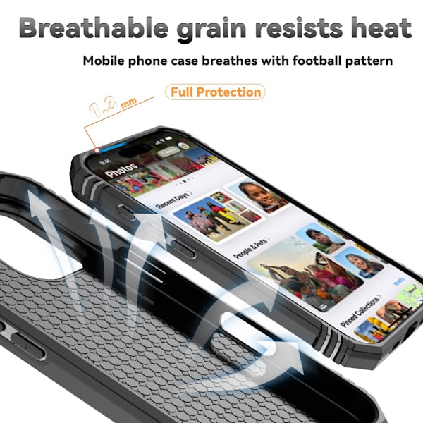Hybridskal iPhone 16 Plus Ring + Kamerabeskyttelse Sort