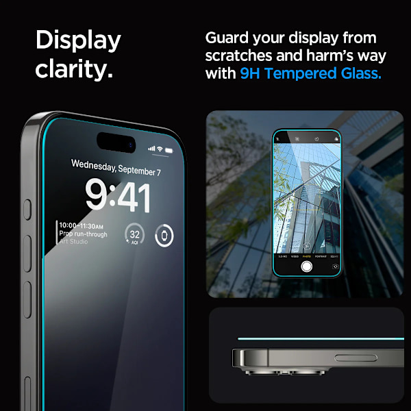 Spigen iPhone 15 Pro Max skærmbeskytter GLAS.tR EZ Fit 2-pak