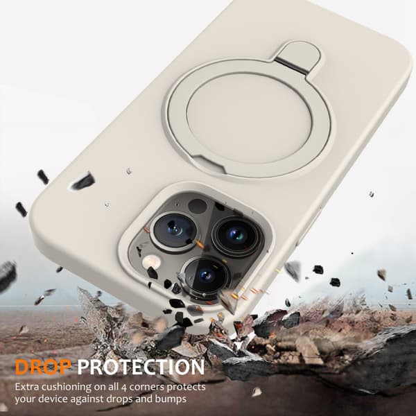 Silikoni Kickstand MagSafe iPhone 16 Pro Beige