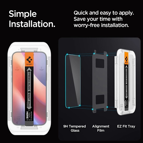 Spigen iPhone 16 Pro Max Screen Protector GLAS.tR EZ Fit (2-Pack