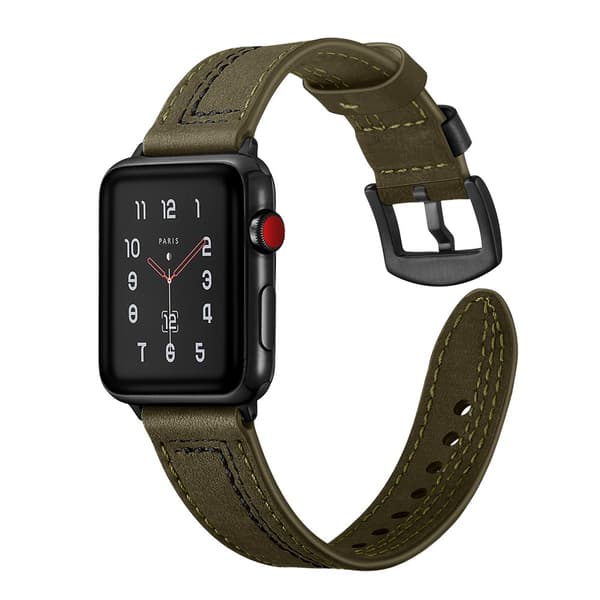 Læderarmbånd Apple Watch 45mm Series 9 Grøn