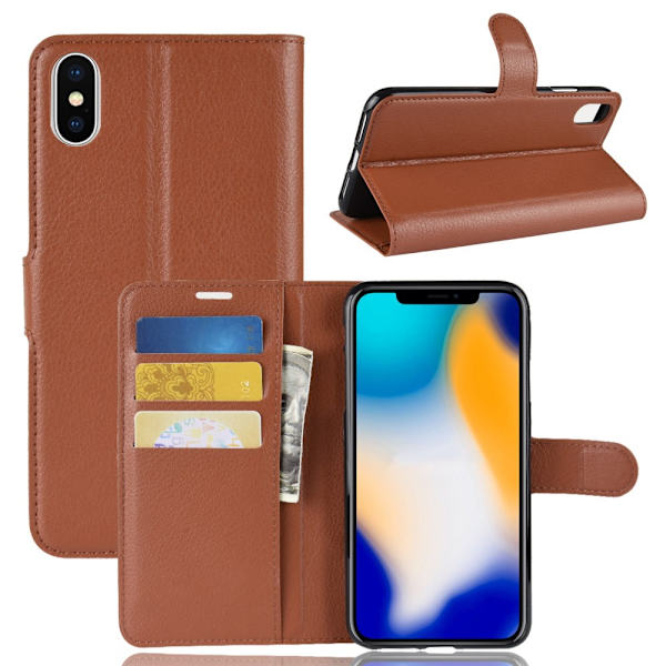 Mobilfodral Läder iPhone XS Max Brun