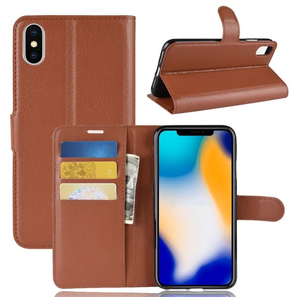 Nahkakotelo iPhone XS Max - Ruskea