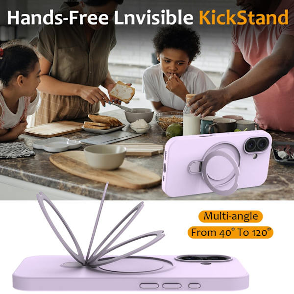 Silikonskal Kickstand MagSafe iPhone 16 Lila