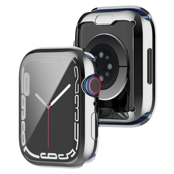 Apple Watch 41mm Series 9:lle tarkoitettu läpinäkyvä TPU-kuori, jossa hopeanvärinen kehys