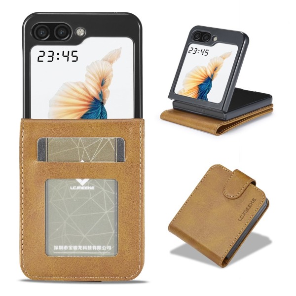 LC.IMEEKE Plånboksfodral Samsung Galaxy Z Flip 5 Cognac