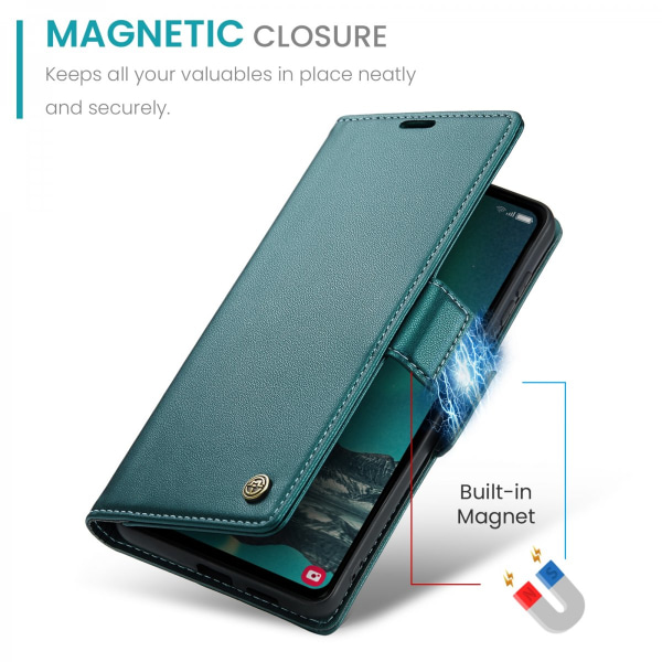 CaseMe Slim Plånboksfodral RFID-skydd Samsung Galaxy S23 FE Blå