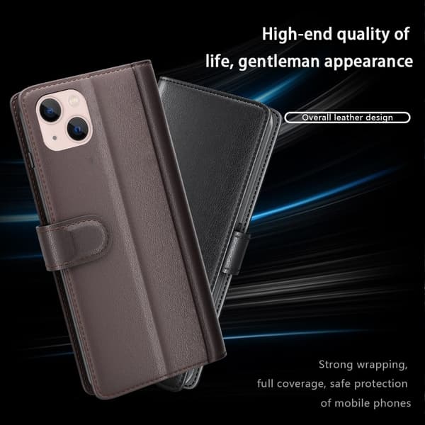 Äkta Läderfodral iPhone 14 Svart