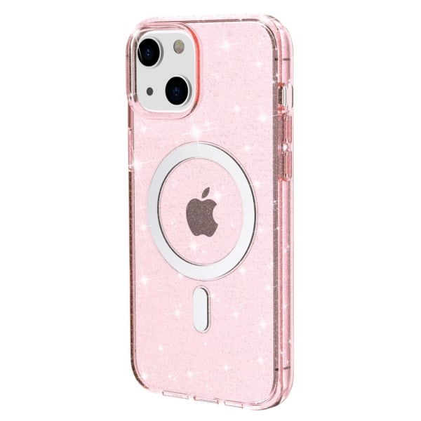Glitter MagSafe Skal iPhone 14 Transparent Rosa