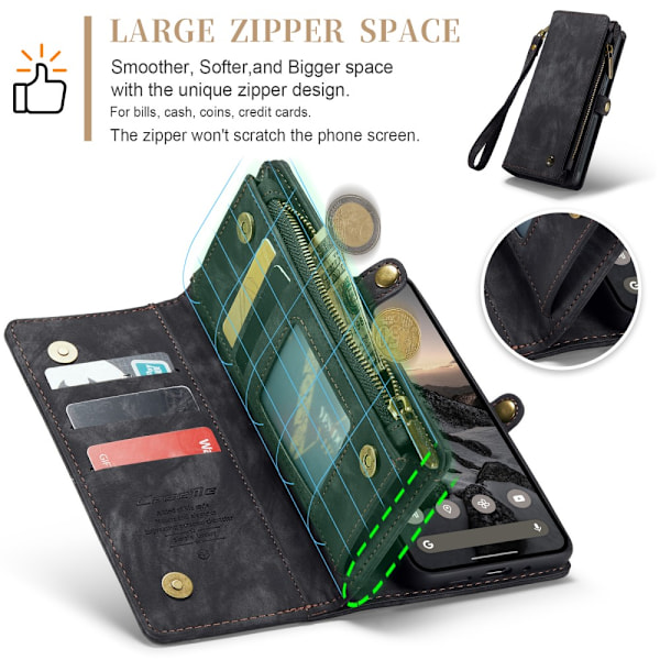 CaseMe Multi-Slot 2-in-1 Lompakko Kotelo Google Pixel 9 Musta