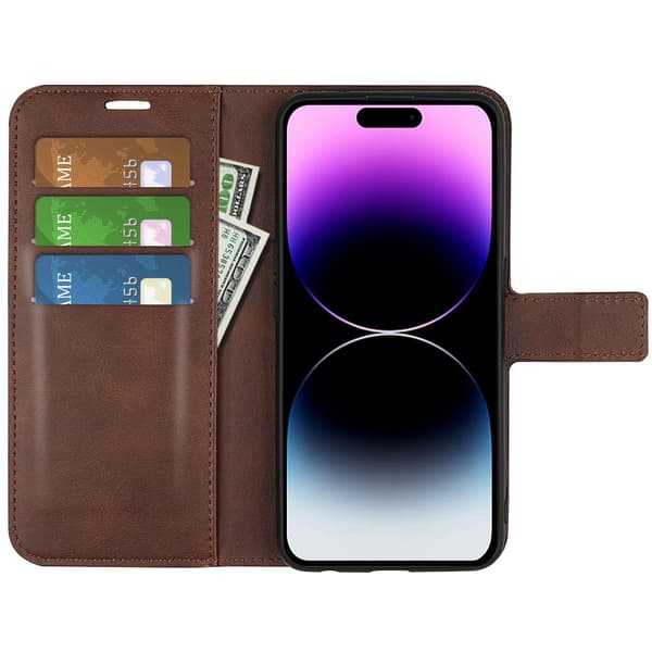 iPhone 15 Pro Max Wallet Läder Brun