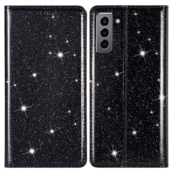 Kimalteleva lompakkokotelo Samsung Galaxy S22 Plus Musta