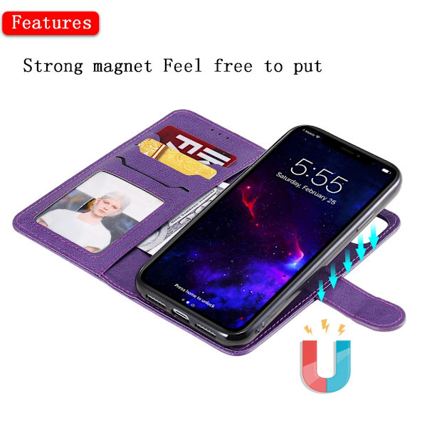 Magnetisk læderpung iPhone 11 Lilla