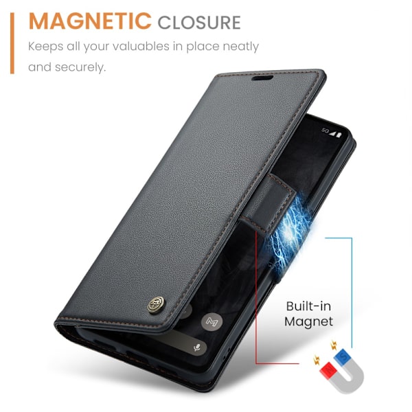 CaseMe Slim Lompakkokotelo RFID-suojalla Google Pixel 8 Pro Musta