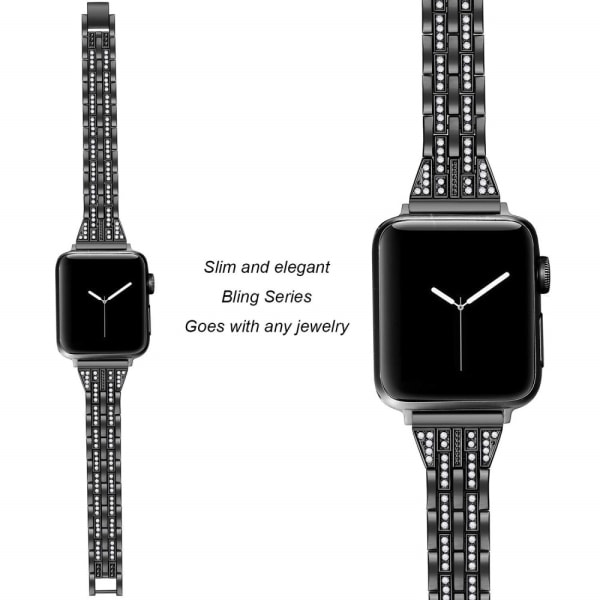 Slim Bling Bracelet Apple Watch 45mm Series 9 Svart