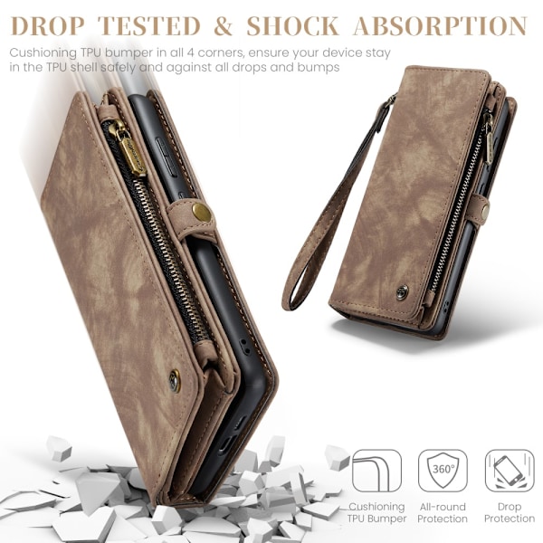 CaseMe Multi-Slot 2-in-1 Lompakko Kotelo Galaxy S25 Ruskea
