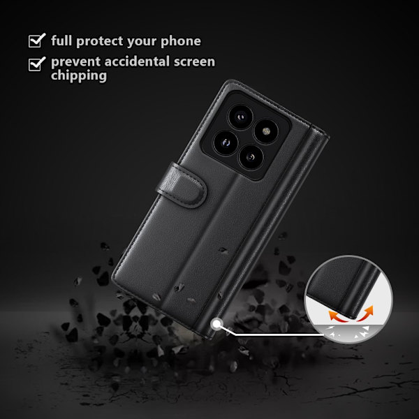 Ægte læderetui Xiaomi 14 Pro Sort