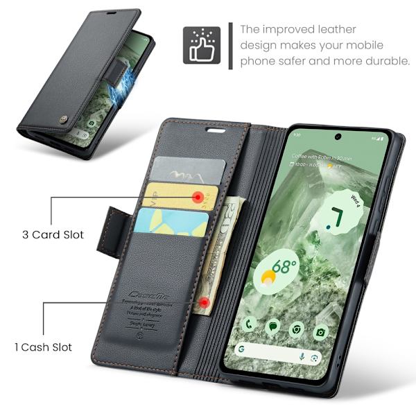 CaseMe Slim Plånboksfodral RFID-skydd Google Pixel 8a Svart