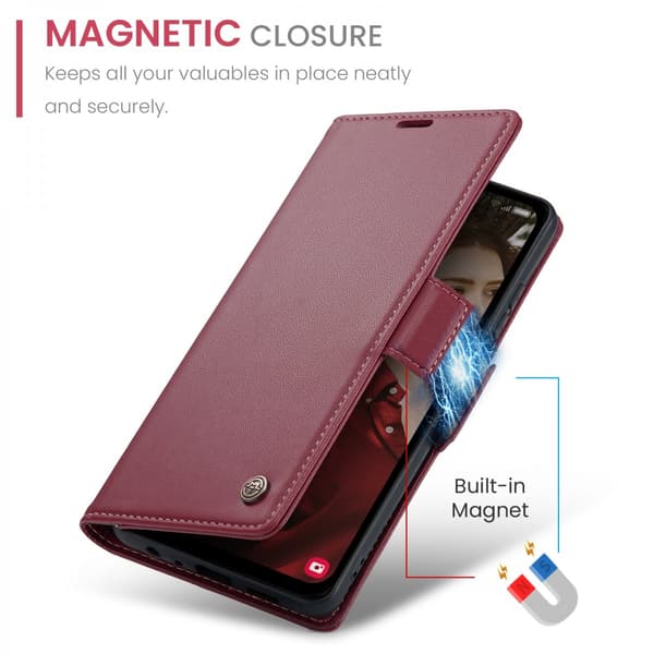 CaseMe Slim Pungetui RFID-beskyttelse Samsung Galaxy A15 Rød