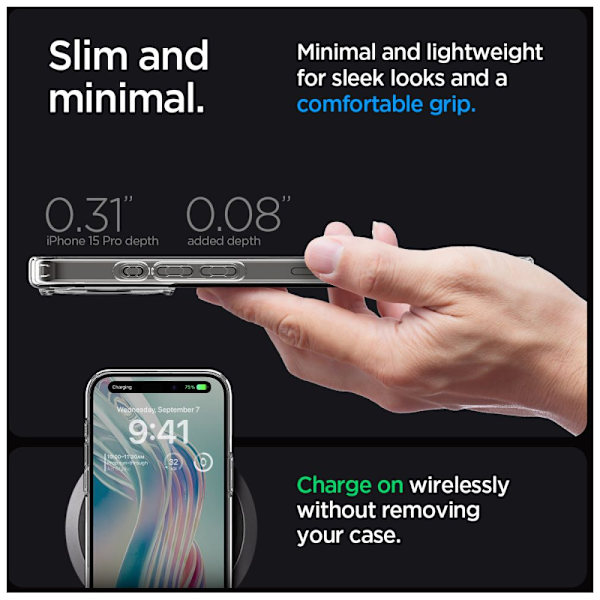 Spigen iPhone 15 Pro -kotelo Ultra Hybrid Crystal Clear