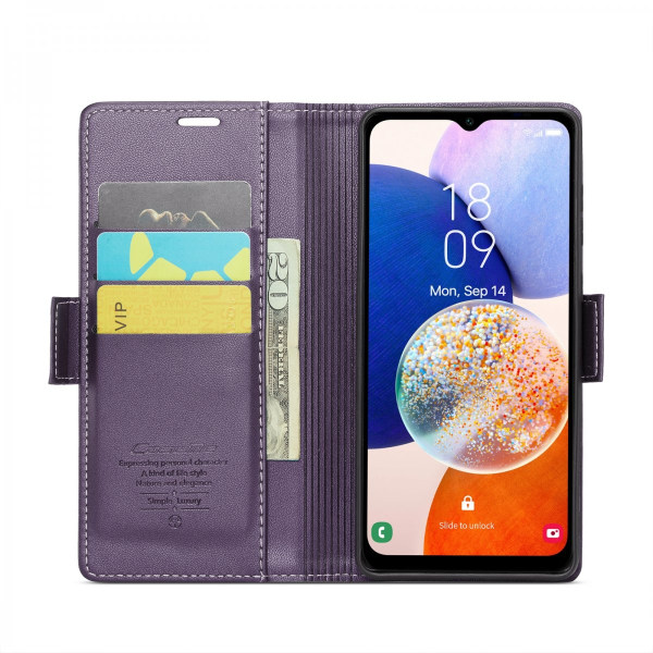 CaseMe Slim Plånboksfodral RFID-skydd Samsung Galaxy A14 Lila