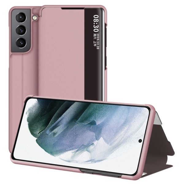Samsung Galaxy S22 Plus -kotelo näytöllä, vaaleanpunainen
