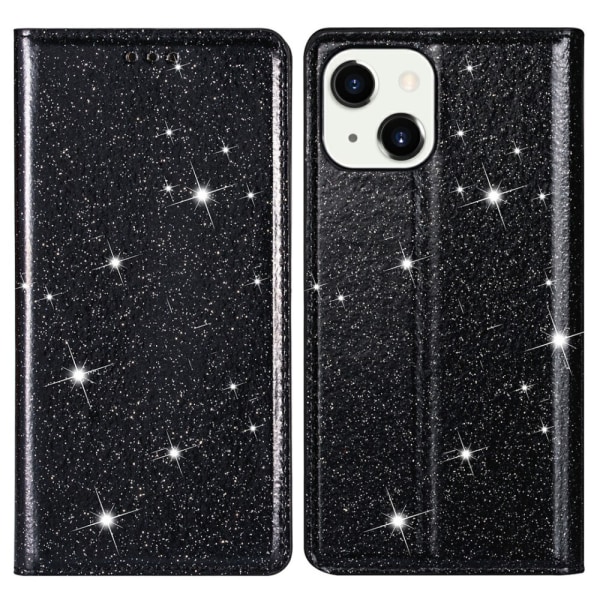 Glitter lompakkokotelo iPhone 13 musta