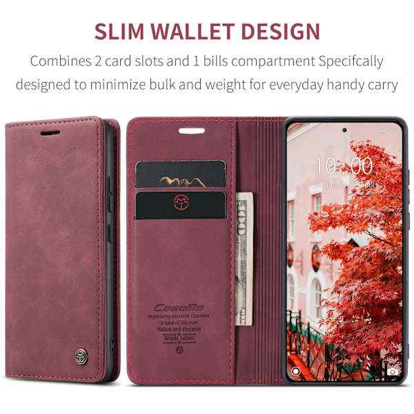 CaseMe Slim Lompakkokotelo Xiaomi 14 Pro Punainen