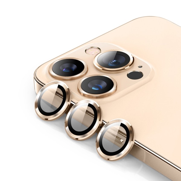 Hat Prince Lens Cover iPhone 14 Pro/14 Pro Max Hærdet glas guld