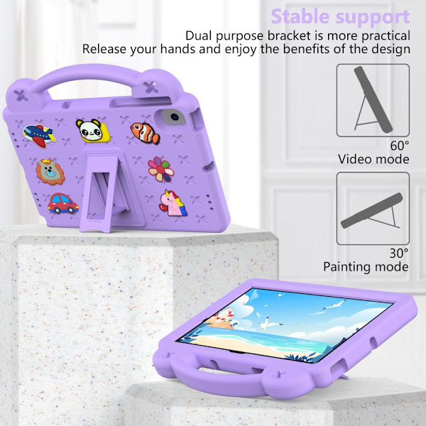 Kestävä EVA-kuori Samsung Galaxy Tab A8 10.5 -jalustalla, lila
