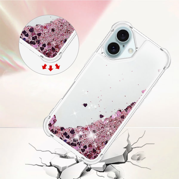 Glitter Bling TPU Case iPhone 16 Plus Roséguld