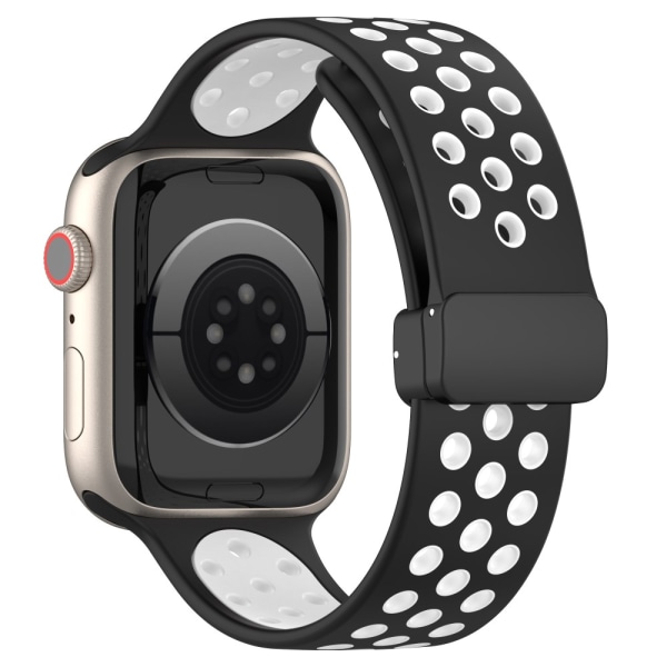 Silikonearmbånd Sport Apple Watch 45mm Series 9 Sort/Hvid