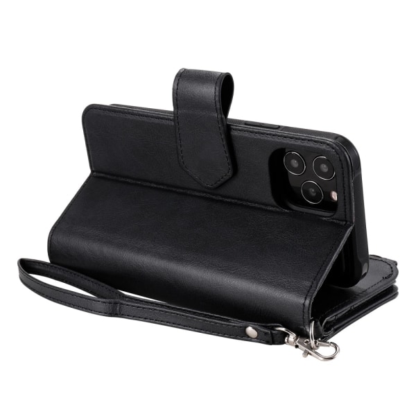 Zipper Magnet Leather Wallet iPhone 12/12 Pro Svart
