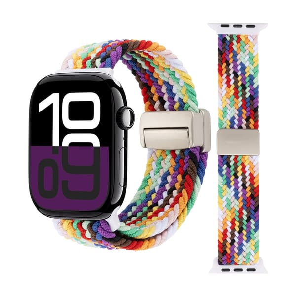 Elastiskt Vävd Nylonarmband Apple Watch Ultra 3 49mm Regnbåge