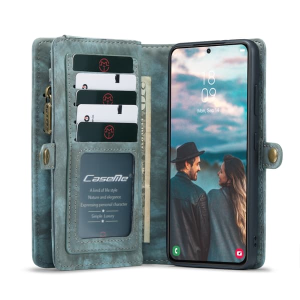 CaseMe Multi-Slot 2 i 1 Plånboksfodral Galaxy S22 Plus Blå