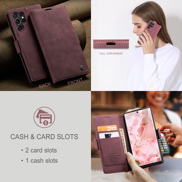 CaseMe Slim Lompakkokotelo Samsung Galaxy S24 Ultra Punainen