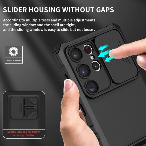 Kickstand Skal Samsung Galaxy S23 Ultra Kameraskydd Svart