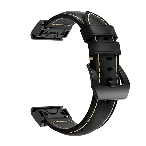 Äkta Läderarmband Garmin Fenix 5/5 Plus/6/6 Pro Svart