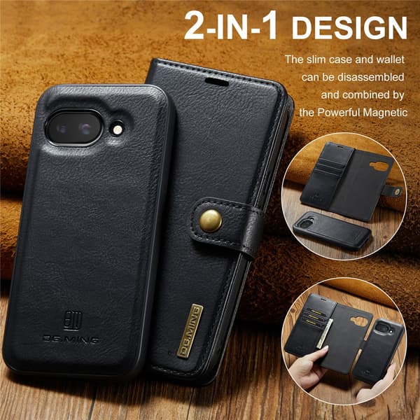 DG.MING 2-i-1 Magnet Wallet Google Pixel 9a Sort