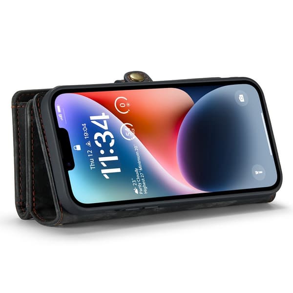 CaseMe Multi-Slot 2 i 1 Plånboksfodral iPhone 15 Musta