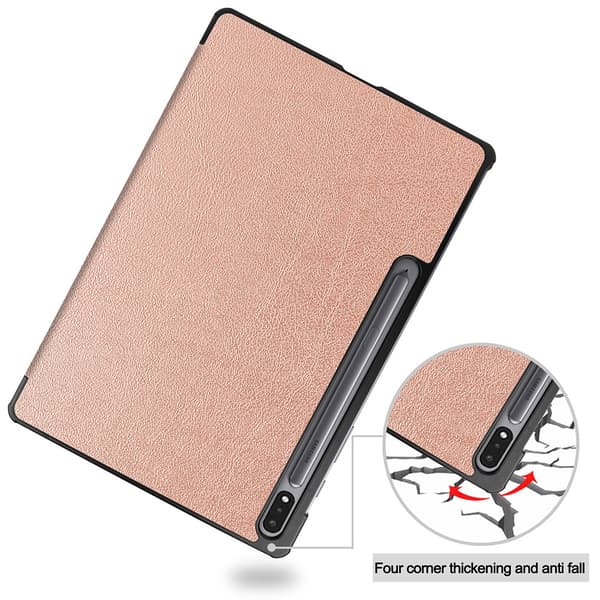 Samsung Galaxy Tab S7 Plus/S8 Plus 12.4 Fodral Tri-fold Roséguld