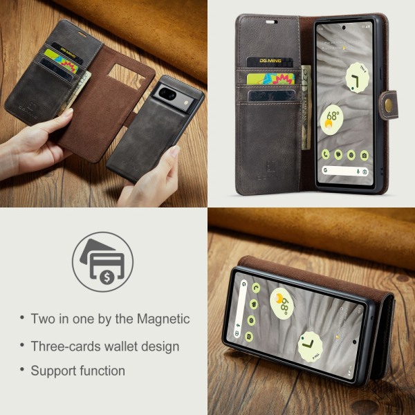 DG.MING 2-in-1 Magnet Wallet Google Pixel 7a Brown