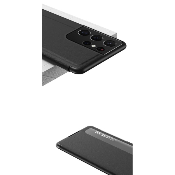 Flip Fodral Med Display Samsung Galaxy S21 Ultra Svart