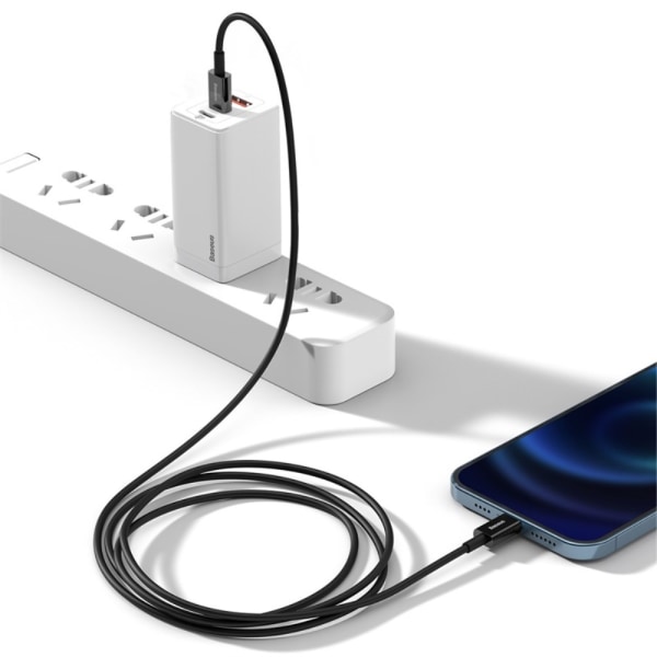 Baseus Hurtigopladningskabel USB C til Lightning 20W 2m Sort