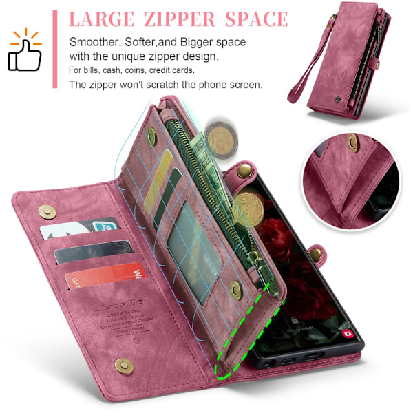 CaseMe Multi-Slot 2 i 1 Pungetui Galaxy S25 Ultra Rød