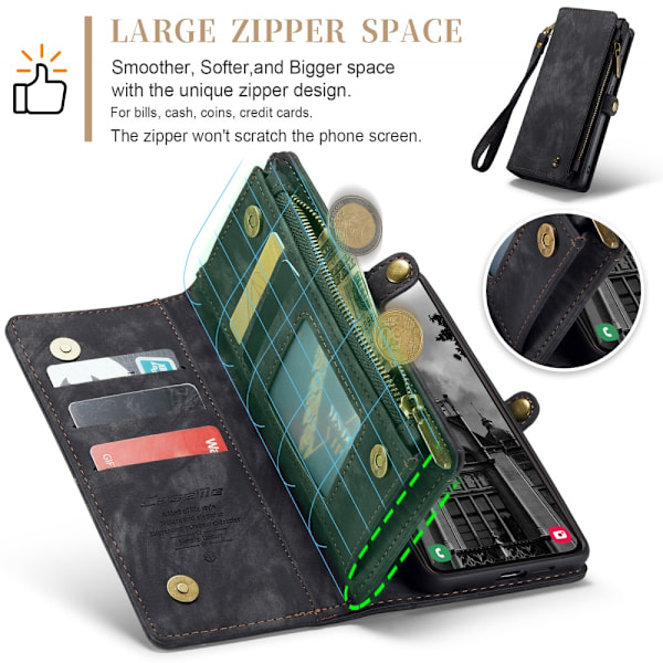 CaseMe Multi-Slot 2 i 1 Pungetui Galaxy S25 Sort