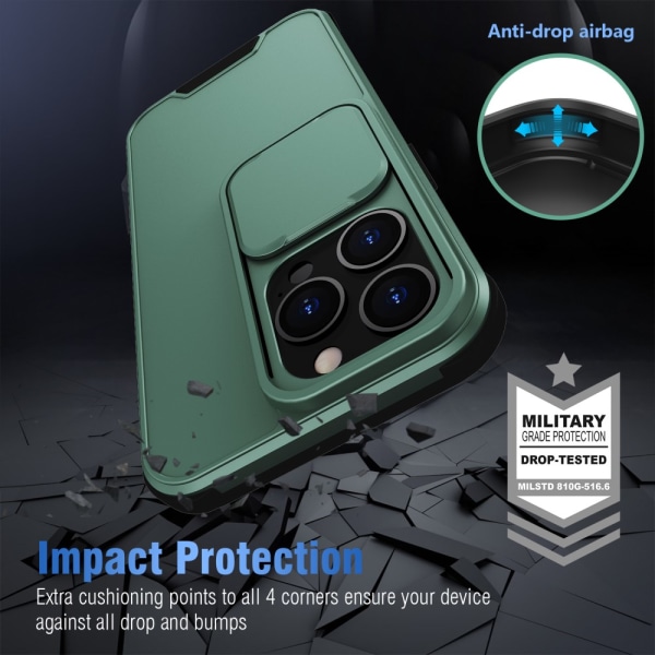 iPhone 13 Pro Max Skal Kameraskydd Grön
